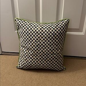MacKenzie-Childs Checkered Pillow with Green Trim